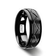 thumbnail image 1 of Enigma Domed Black Tungsten Ring With Brushed Cross Alternating Diagonal Cuts Pattern, 1 of 2