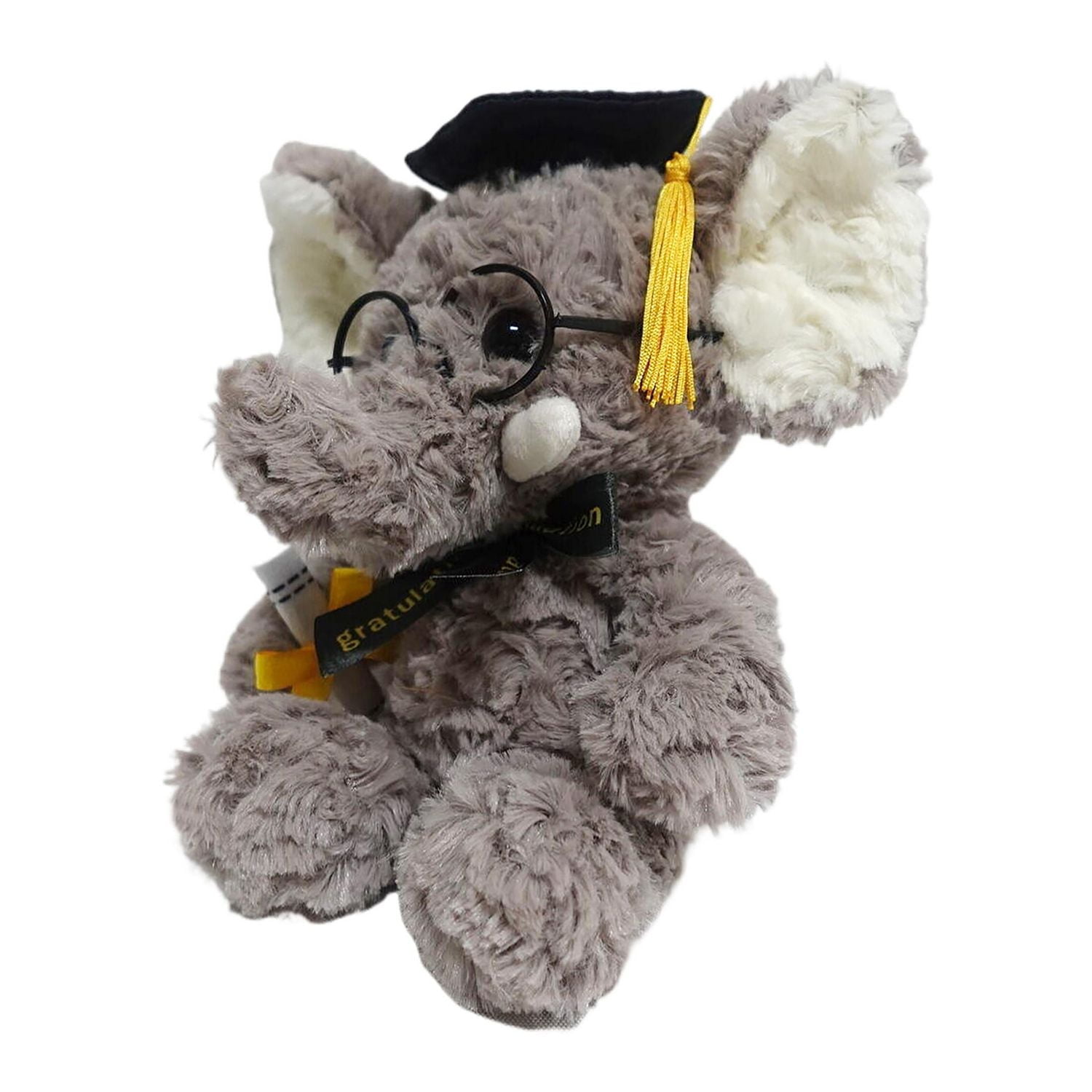 Way to Celebrate Small Curly Plush Elephant Grey, 9inch