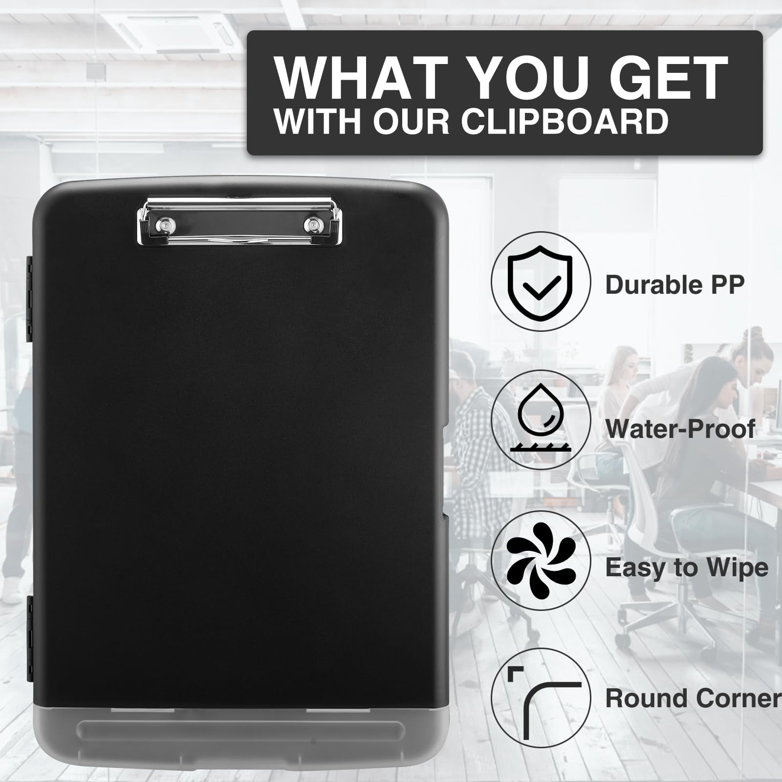 Clipboard With Storage  Clip Board 8.5 X 11 Pen Holder Plastic Organization Case Box For Letter Legal A4 Size Paper Low Profile Teachers Haves School & Office Supplies
