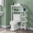 thumbnail image 3 of Dover Over Toilet White Wood Bathroom Organizer with Side Shelving, 3 of 7