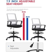 BestOffice Tall Drafting Office Chair, Lumbar Support, Adjustable Arms, Swivel Rolling for Adults(White)