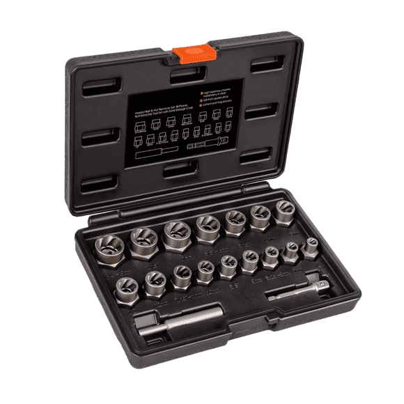 Juego Extractor De Tornillos Y Tuercas 18 Piezas Negro