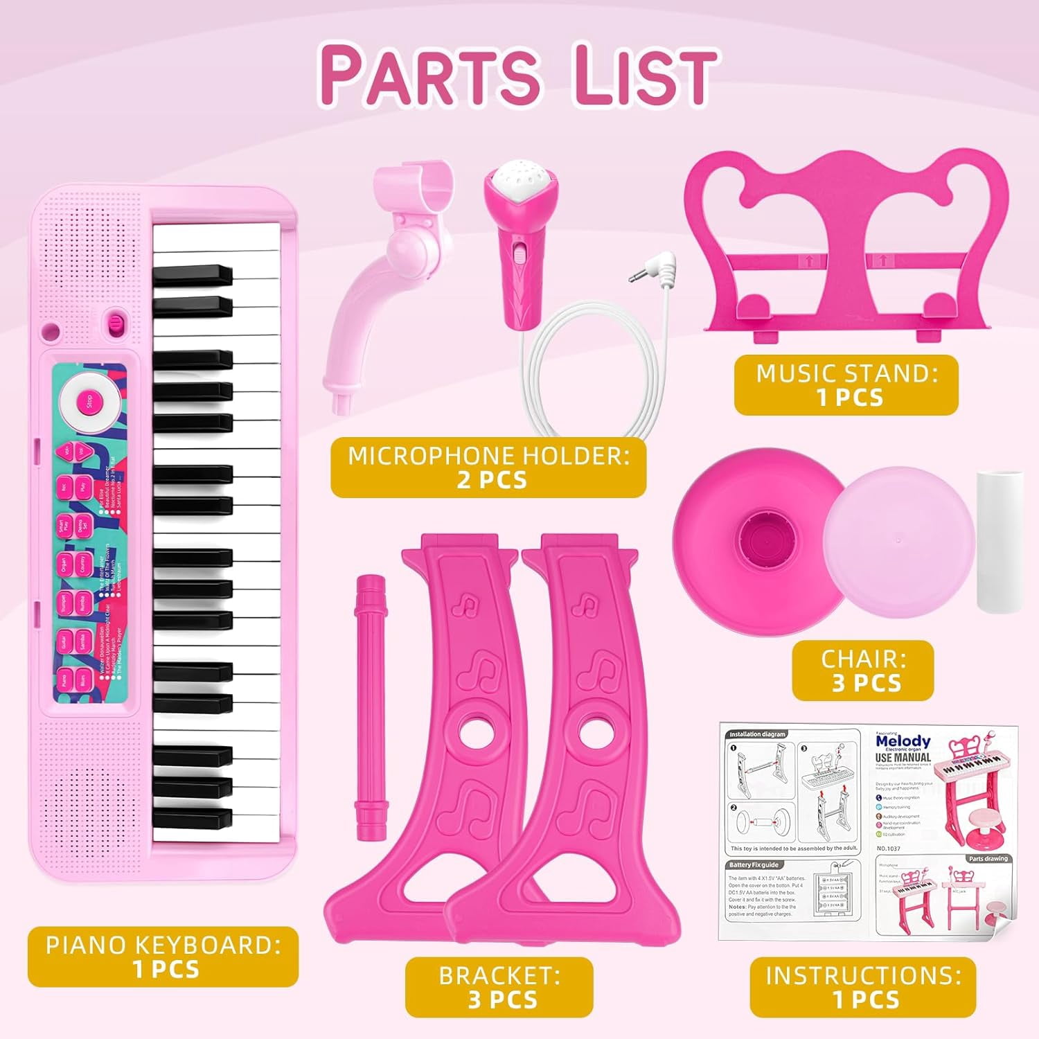 Aijohnny Keyboard Piano Toys for Kids, 37 Keys Musicial Instruments for Baby, Toddlers Birthday Gifts for 3 4 5 6 7 8 Year Old