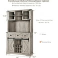 thumbnail image 6 of Yeshouse Tall 72" Kitchen Bar Cabinet, Farmhouse Hutch with Sliding Barn Door, 3 Storage Drawers & Shelves, 6 of 8