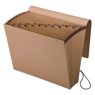 Pendaflex Essentials Expanding File - 12 Pockets, Jan-Dec, Kraft Brown, Letter Size, For Document Organization