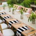 thumbnail image 4 of Pink Flowers Cloth Napkins, Spring Floral Butterflies Black White Striped Farmhouse Washable and Reusable Dinner Napkins Set of 2, Table Napkin for Kitchen Party Birthday Wedding Hotel 20"x20", 4 of 9