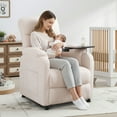 thumbnail image 3 of Holaki Power Recliner Chair, Modern Chenille Recliner Chair Swivel Table Top & Built in Cup, Adjustable Home Theater Seating with Lumbar Support, Small Nursery Recliner for Living Room, Beige, 3 of 10