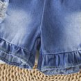 thumbnail image 4 of kaprioy Toddler Girl Clothes Toddler Baby Girl Summer Outfit 9 12 18 24 Months 2T 3T Bow Tie Strap Suspender Top Fringed Denim Shorts Cute 2 Pcs Clothes Set, 4 of 7