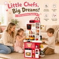 thumbnail image 3 of JoyStone 69PCS Kids Kitchen Playset,Play Kitchen Toy with Realistic Lights & Sounds,Pretend Steam, Play Sink & Oven, Menu Board & Other Kitchen Accessories Set for Toddlers, 3 of 10