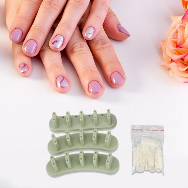 Soporte de exhibición de Arte de uñas acrílico de 3 piezas, soporte de práctica de puntas de uñas, herramientas de entrenamiento de uñas DIY con 10 uñ Verde