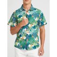 thumbnail image 6 of Aojekbee Men Hawaii Beach Shirts Leaves Print Short Sleeve Holiday Tops Turn-Down Collar Summer Casual Clothes, 6 of 8