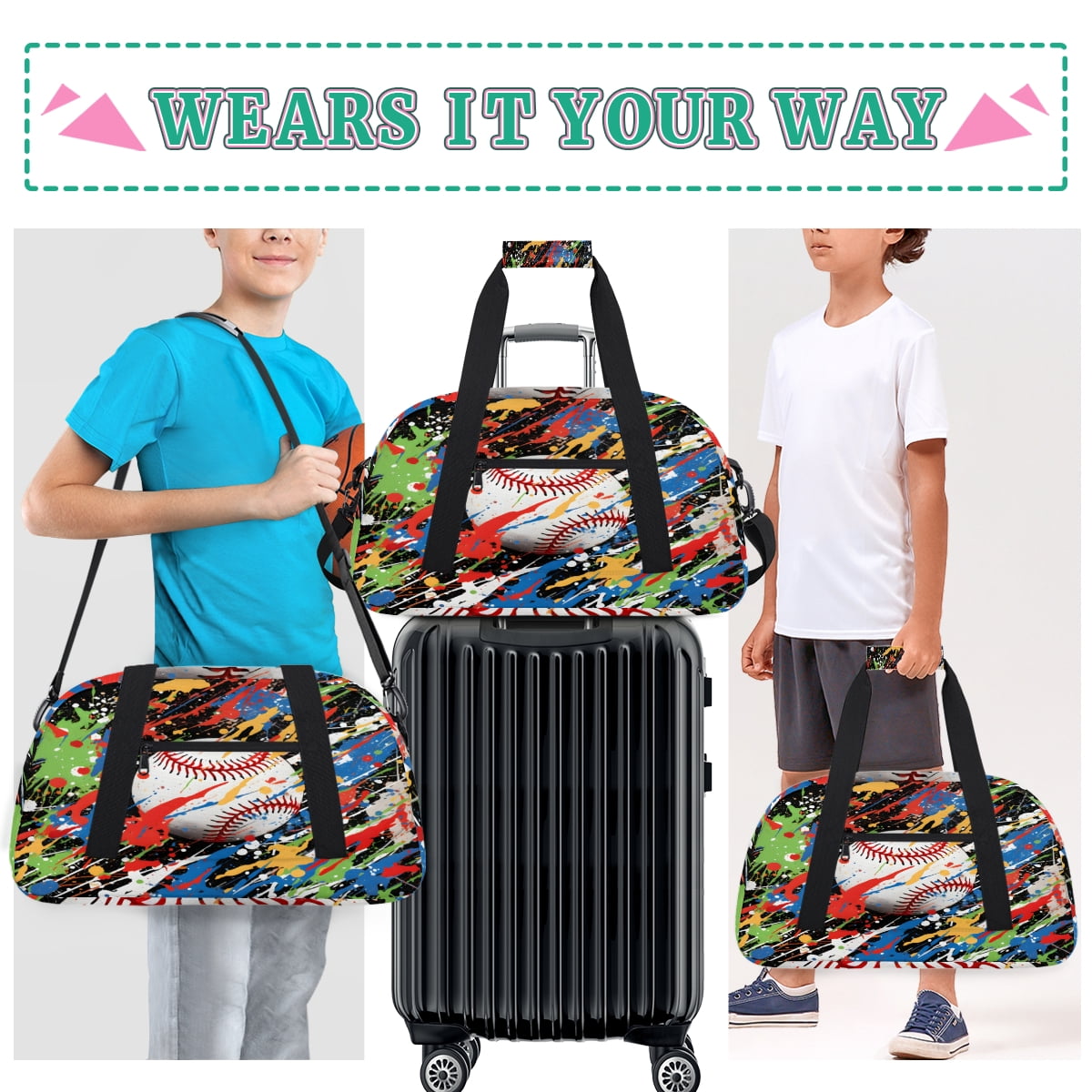 Qzjjjmy Sports Gym Bag Baseball Sport Duffel Bag Duffle Overnight bag Travel Bag