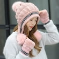 thumbnail image 2 of Prolriy Beanie for Women Warm Hat Thick Knitted Plush Ear Hat Women's Woolen Baseball Caps Wool Beanie Winter Hats for Women Pink, 2 of 5