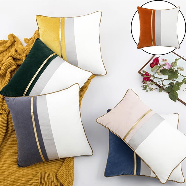 decorativas pa cojines, 18 x 18 pulgadas, felpa, lujo, moderno, de cuero, a rayas, funda de cojín pa sofá, sala de est, otoño, decoración cálido Baoblaze Cojín de tiro