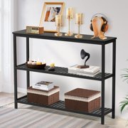 Console Table for Entryway,Bamboo Narrow Console Tables,39.4 inch Entrance Table 3 Tier Entry Table with Shelves, Living Room Table,Hallyway Table,Foyer Table