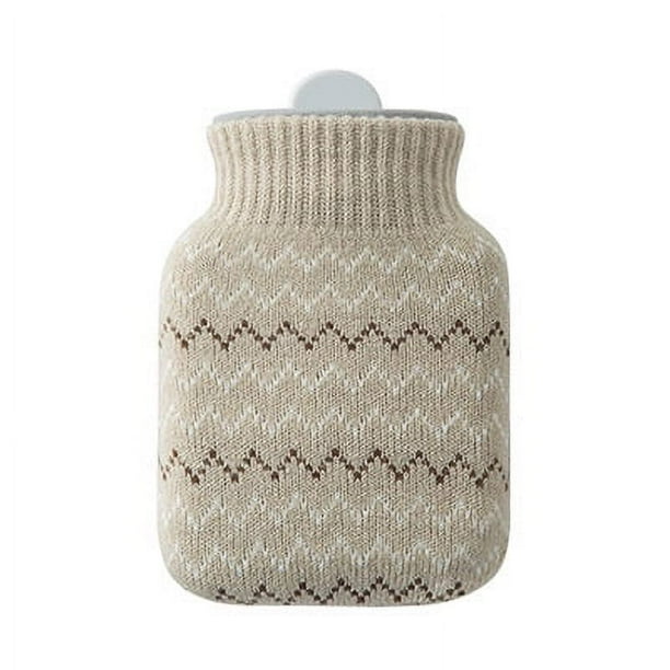 Botella de agua caliente gris, botella de agua caliente con tapa, con funda de punto extraíble y lavable Botella de agua caliente, segura y duradera Ayuda a proporcionar el máximo