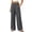 Gray, variant on Women Solid Loose Casual Long Pants, Decorative Tie and Button Design Trousers with Side Pockets Blue XL(XL)