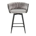 thumbnail image 6 of Lumisource Braided Renee Contemporary Counter Stool in Black Steel and Silver Velvet - Set of 2, 6 of 7
