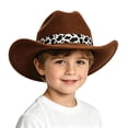 thumbnail image 3 of NOEGOEU Kids Girls Boys Cowboy Hat Wide Brim Cowgirl Hat with Adjustable Strap Party Festival Outdoor (Coffee,3-15 Years), 3 of 8
