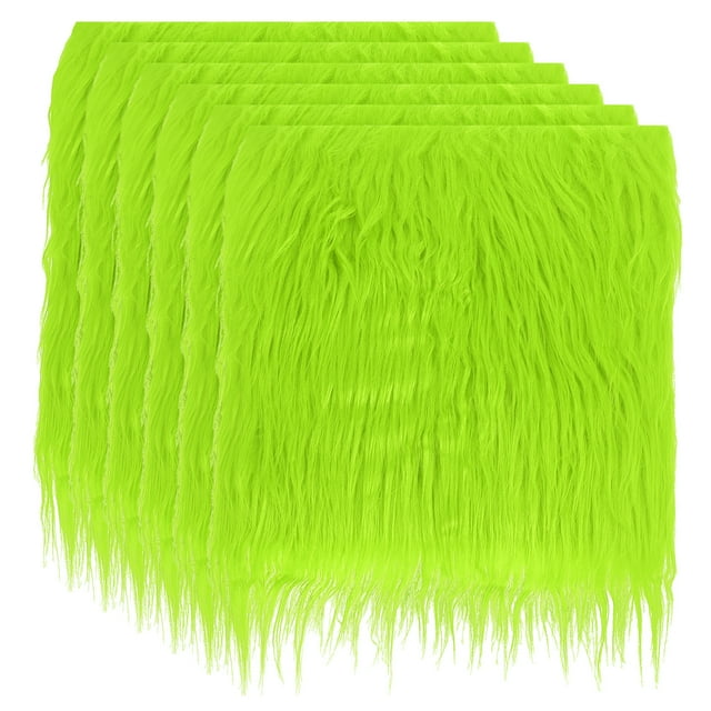 Unique Bargains 6 Pcs 10 x 10 Inch Plush Faux Fur Fabric Square Fluffy Faux Fur Patches Cuts, Light Green