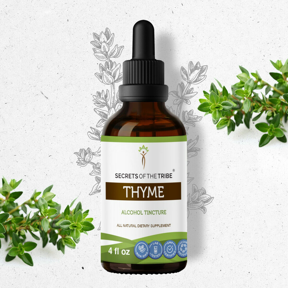 Thyme Tincture Alcohol Extract, Organic Thymus Vulgaris Tonic Effect 4