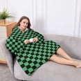 thumbnail image 5 of Oversized Wearable Blanket Hoodie,Green and Black Checkerboard Pattern Sherpa Blanket Hoodie with Super Pockets,Super Warm Fuzzy Pullover for Women & Men, 5 of 6
