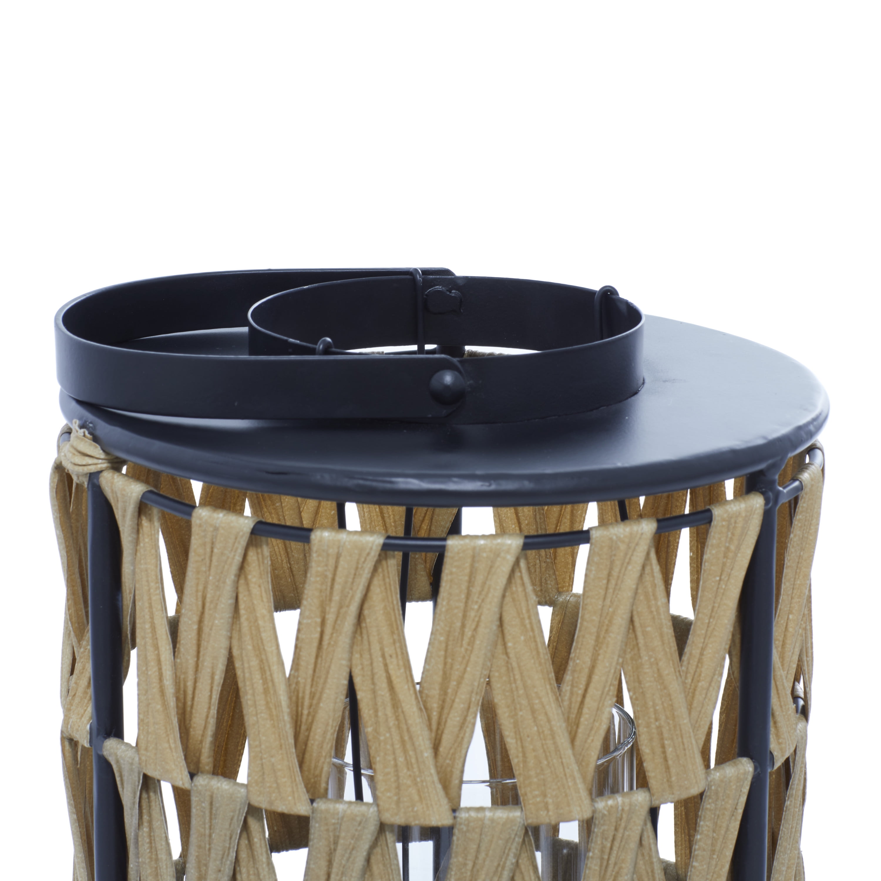 DecMode Brown Plastic Rattan Decorative Candle Lantern
