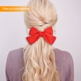 thumbnail image 4 of Bandeau Grand pour Cheveux, Pince à Ressort, Nœud Réglable, Multicolore, Sans Accroc, Porte-Queue, Épingles à Cheveux, Chouchous pour Filles, Orange, 1 Ensemble, 4 of 5