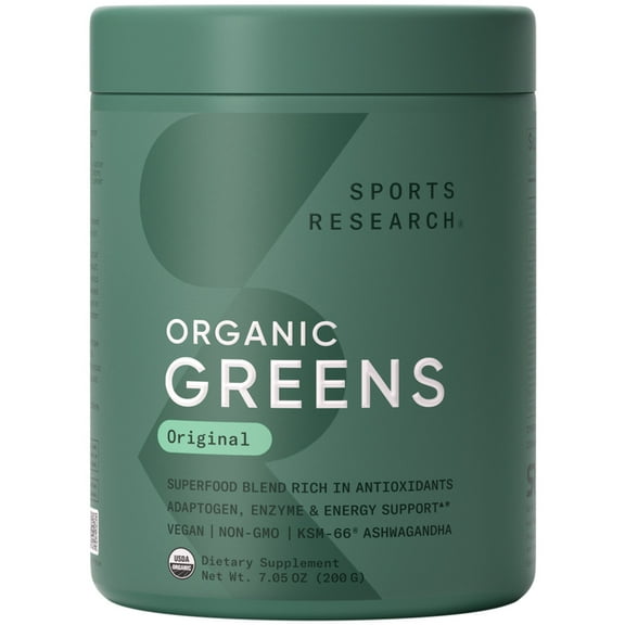 Sports Research® Organic Greens Original - Superfood Powder for Energy & Detox (20 Servings)