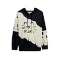 thumbnail image 3 of VILOVE Women Cat Mom Sweatshirt Cute Cat Paw Graphic Letter Print Long Sleeve Contrast Color Hoodie Tops, Black, 3 of 7