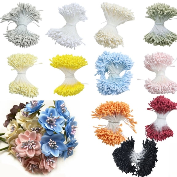 400pcs Double Heads Handmade Flower Stamens, 2 mm Pearl Stamens for Flower Making, Artificial Floral Pistil for DIY Crafts, Wedding, Christmas Decor