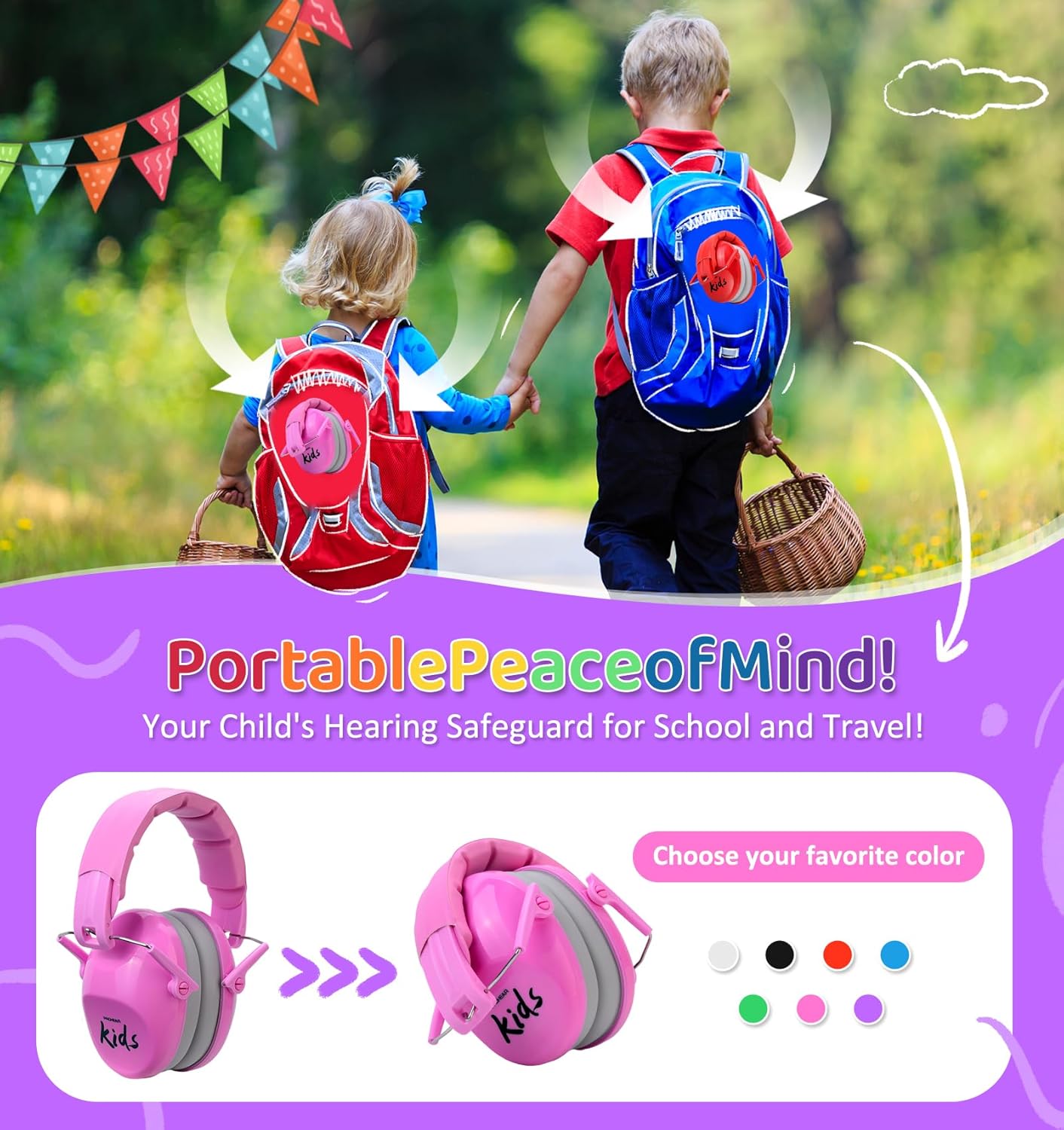 PROHEAR 032 Kids Noise Cancelling Headphones, Princess Pink photo 4