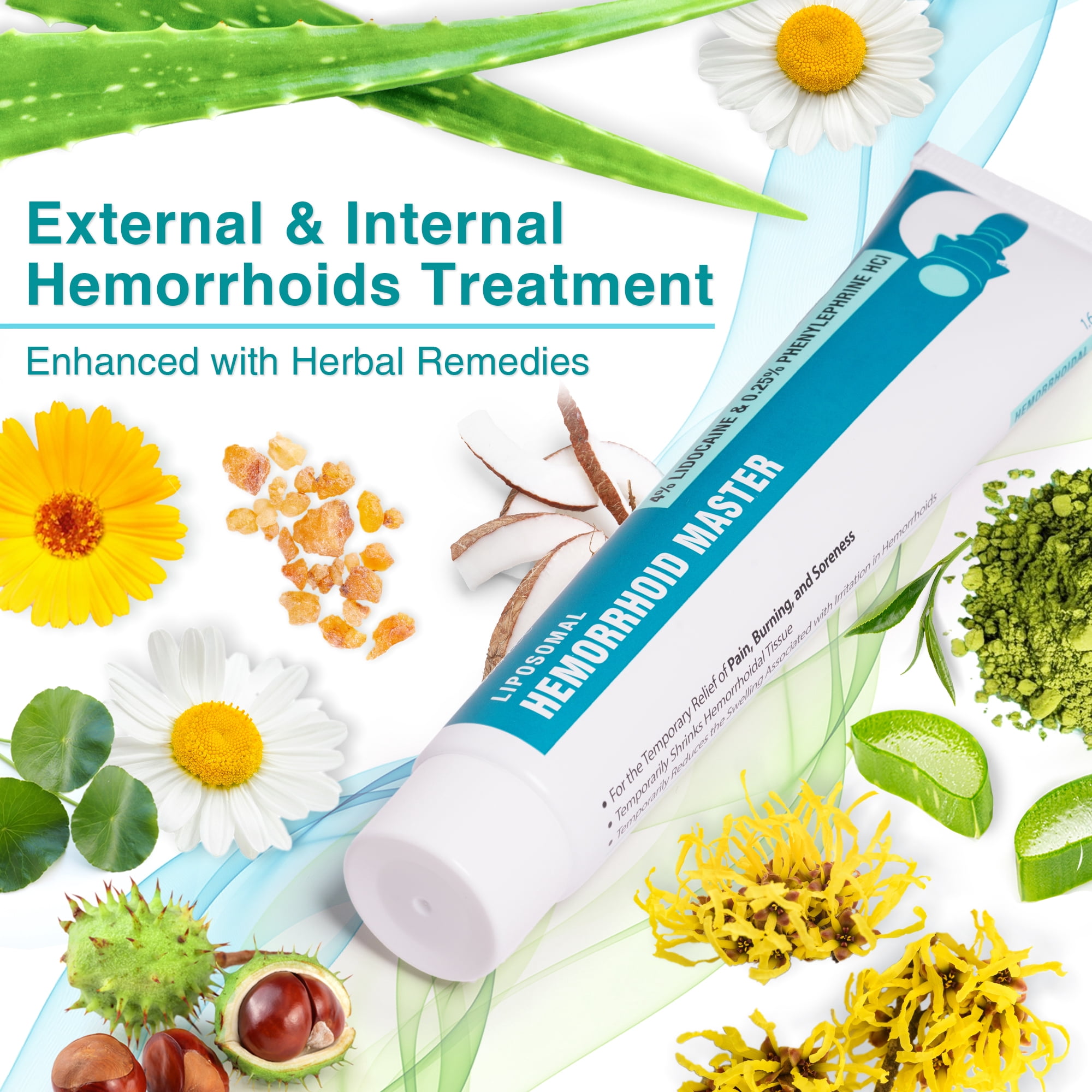 Ebanel 4% Lidocaine Hemorrhoid Treatment Ointment with Phenylephrine, Hydrocortisone, Vitamins B6, D3, E, Zinc Oxide, External and Internal Hemorrhoids Treatment Burn Itch Pain Relief Anal Cream
