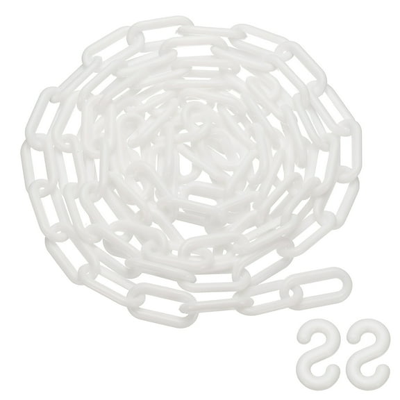 Uxcell 10 Feet Plastic Chain Link, Safety Barrier Chain Lightweight 1x2 Inch Waterproof Crowd Control White