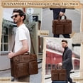 thumbnail image 5 of Messenger Bag Men PU Vegan Leather Laptop Bag 15.6 Inch  Briefcase Men's Large Computer Bag for Work Office Travel Retro Satchel Bags for Men Professional Dark Brown, 5 of 7