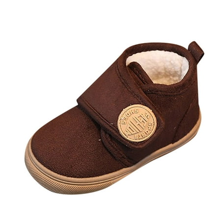 

ZMHEGW Fashion Winter Children Boots Boys And Girls Flat Bottoms Non Slip Solid Color Plush Warm Hook Loop Comfortable