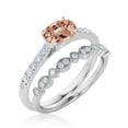 thumbnail image 3 of Dazzling Art Deco 2.00 Carat Oval Cut Morganite And Diamond Moissanite Unique Engagement Ring, Wedding Ring, One Matching Band in 925 Sterling Silver With 18k White Gold Plating Gift For Woman, 3 of 3