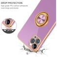 thumbnail image 5 of iPhone 12 Pro Max Case, 12 Pro Max Case, Slim Fit Soft 360° Ring Holder Kickstand Magnetic Car Mount Supported Shockproof Protective Phone Cover for iPhone 12 Pro Max 6.7 Inch, Purple/Golden, 5 of 18