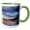 Green/White, variant on 3drose, Washington, Seattle, Evening Light Over Seattle Downtown., 15oz Mug