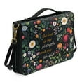 thumbnail image 2 of Kuiaobaty Flower Print Bible Cover for Men Women The Lord is My Strength Leather Bible Case Large Bible Carrying Case Bible Carrier with Shoulder Strap, Bible Tote Bag for Bible Accessories, M, 2 of 7