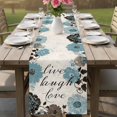 thumbnail image 4 of Turquoise Brown Spring Floral Cotton Linen Rectangle Table Runners 13"x48", Retro Summerbotanical Coffee Table Runner Dresser Scarves Luxury Table Runners for Wedding Party Banquet Dinner Decor, 4 of 8