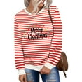 thumbnail image 5 of Lorytime Womens Christmas Sweatshirts Letters Stripes Print Shirt Crew Neck Long Sleeve Pullover Drop Shoulder Tops, 5 of 5