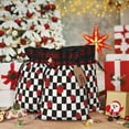 thumbnail image 6 of Rocae Ladybugs Of Black And White Checkers Print Christmas Drawstring Linen Gift Bag with Drawstrings Treat Bag Goody Present Bags for Christmas Party Favor, 6 of 8