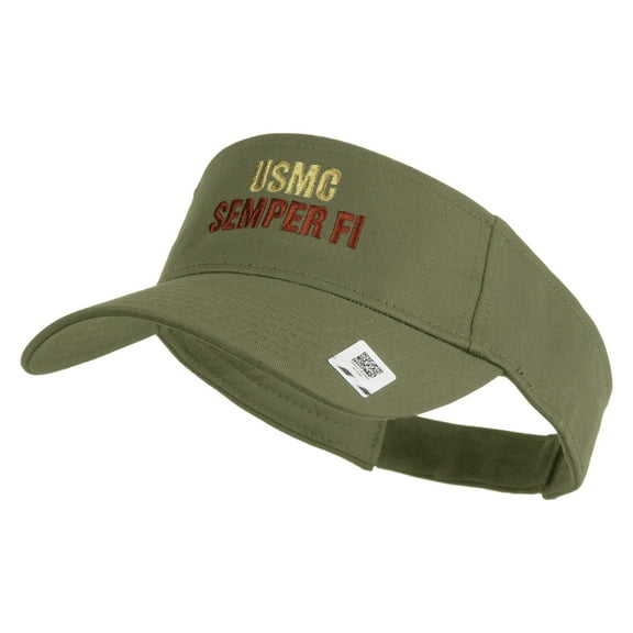 USMC Semper Fi Design Embroidered Cotton Twill Sun Visor - Khaki OSFM
