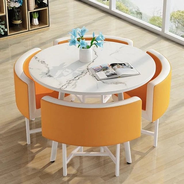 Simple Coffee Table Seat Lounge Bar Negotiation Table Tea Table Dining Table A Set Of Table Chair Combination Home Furniture HY My Lux Decor Round