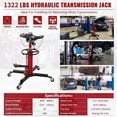 thumbnail image 2 of BeesClover Transmission Jack 1322 Lbs, Hydraulique Robuste avec Levage Télescopique Réglable à 2 Étages, Commande par Pédale, et Roues Pivotantes à 360° pour Garage et Atelier, 2 of 6