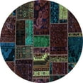 thumbnail image 1 of Ahgly Company Machine Washable Indoor Round Oriental Light Blue Modern Area Rugs, 3' Round, 1 of 4