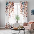 thumbnail image 5 of Brown Eucalyptus Fall Kitchen Curtains 84 Inch Length, Botanical Weeping Leaves Pastoral Grommet Top Bedroom Living Room Curtains, Light Filtering Cafe Curtain Drapes 2 Panels Set 84''x84'', 5 of 9