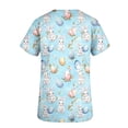 thumbnail image 5 of YOIAVAIOY Light Blue Easter Scrub Tops Women Bunny Egg Hunt Print Medical Scrubs Holiday Working Uniform Happy New Year 2026 S, 5 of 5
