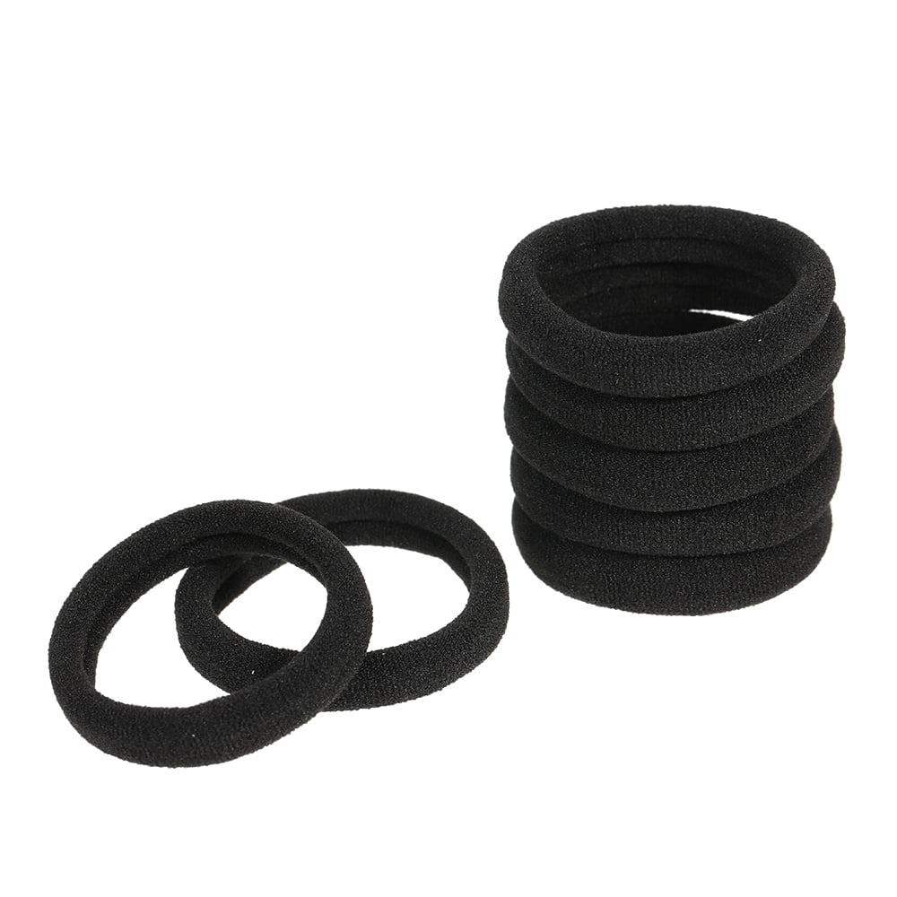 50p Pcs Black Thick Seamless No Slip Hair Bands Elastic Ties Soft